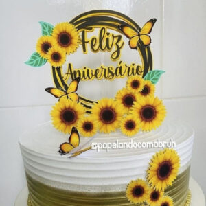 Topo de bolo Personalizado Girassol