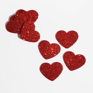Mini apliques Coração EVA glitter 2cm